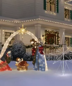 Home Accents Holiday 7 ft Warm White LED 2D Nativity Scene Holiday Yard Decoration -Home Accents Holiday Shop home accents holiday outdoor nativity sets 22rt1492211 66 1000