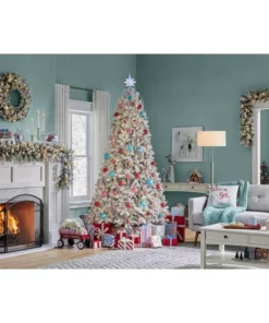 Home Accents Holiday 7.5 ft Starry Light Flocked Christmas Tree -Home Accents Holiday Shop home accents holiday pre lit christmas trees 016017552052185 77 1000