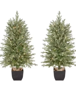 Home Accents Holiday 4 ft Potted Christmas Tree 2-Pack